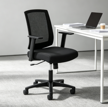 Breathable Mesh Back Chair, Black, Height Adjustable, Swivel, Tilt with Lock